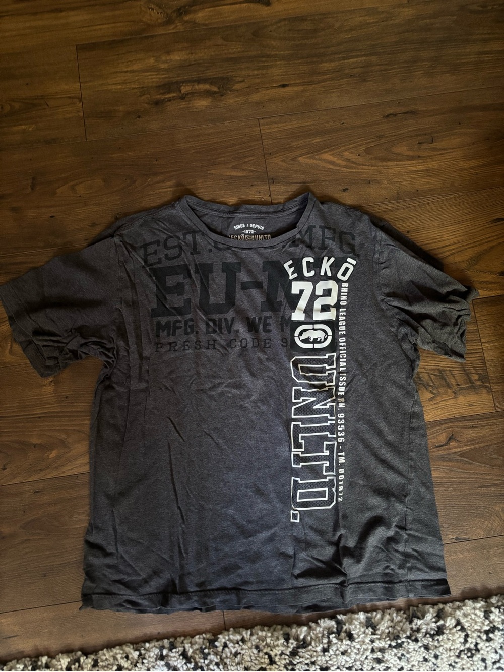 Ecko Unlimited Men's Charcoal Graphic Tee with White Print